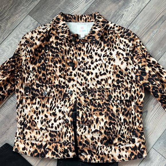 Animal print jean jacket.  Like new - Picture 2 of 3